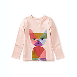 Tea Collection Rainbow Cat Graphic Tee in Pink