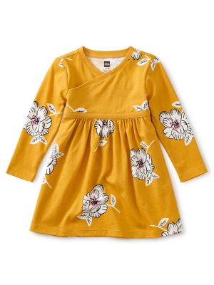 Tea Collection Size 4T Wrap Neck Dress in Mustard