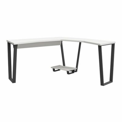 NTense Genesis L-Shape Gaming Desk with CPU Stand in White