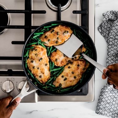 Ninja&trade; Foodi&trade; NeverStick&trade; Nonstick 3 qt. Stainless Steel Saute Pan. View a larger version of this product image.