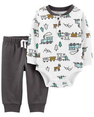 Carters Boys Outfit Pants Bodysuit Shirt 2 piece Set Baby Little Layette Wonders 