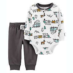carter&#39;s&reg; Size 6M 2-Piece Winter Train Henley Bodysuit and Pant Set in White/Grey
