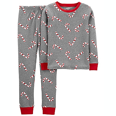 carter&#39;s&reg; Size 24M 2-Piece Snug Fit Candy Cane Pajama Set in Grey. View a larger version of this product image.