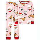 Alternate image 0 for carter&#39;s&reg; Child&#39;s Size 5 2-Piece Santa Icon Snug Fit Cotton Pajama Set in Pink