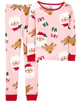 carter&#39;s&reg; Child&#39;s Size 5 2-Piece Santa Icon Snug Fit Cotton Pajama Set in Pink