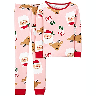 carter&#39;s&reg; Child&#39;s Size 5 2-Piece Santa Icon Snug Fit Cotton Pajama Set in Pink. View a larger version of this product image.
