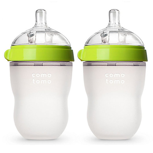 Alternate image 1 for comotomo® 8-Ounce Baby Bottles in Green (2-Pack)