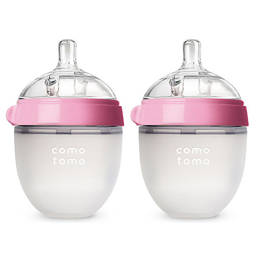Alternate image 1 for comotomo® 5-Ounce Baby Bottles in Pink (2-Pack)