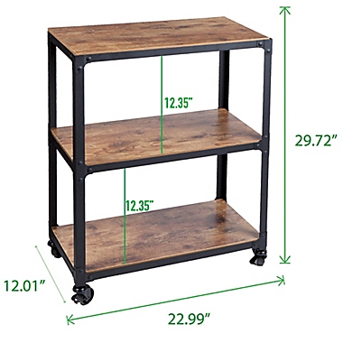 Squared Away&trade; 3-Tier Wood and Metal Utility Cart in Black/Natural. View a larger version of this product image.