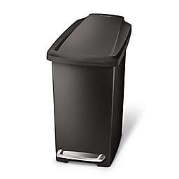 simplehuman® Mini Slim Plastic 10-Liter Step-On Trash Can in Black