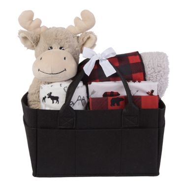 My Tiny Moments&reg; 6-Piece Buffalo Check Gift Set in Black. View a larger version of this product image.