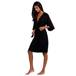 Motherhood Maternity® Lace Trim Maternity Robe in Black