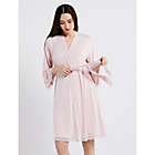 Alternate image 1 for Motherhood Maternity&reg; Large Nursing Nightgown and Robe Set in Pink/White Stripe