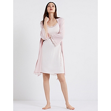 Motherhood Maternity&reg; Small Nursing Nightgown and Robe Set in Pink/White Stripe. View a larger version of this product image.