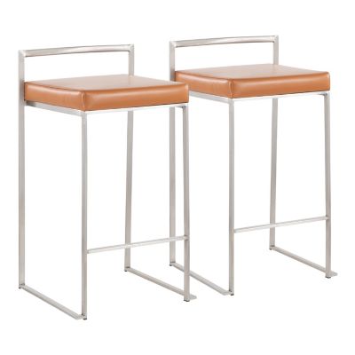 LumiSource&reg; Stainless Steel Fuji Counter Stools in Camel (Set of 2)
