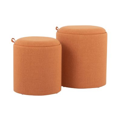 LumiSource&reg; 2-Piece Tray Nesting Ottoman Set in Orange/Natural
