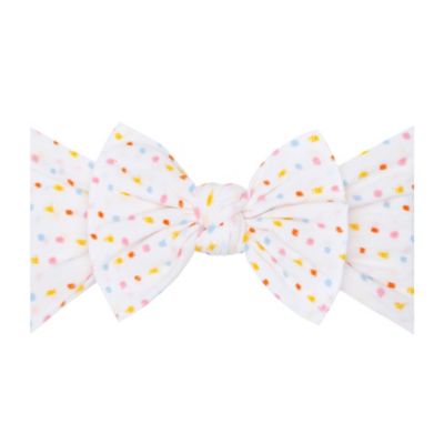 Baby Bling&reg; Rainbow Shabby Knot Headband in White