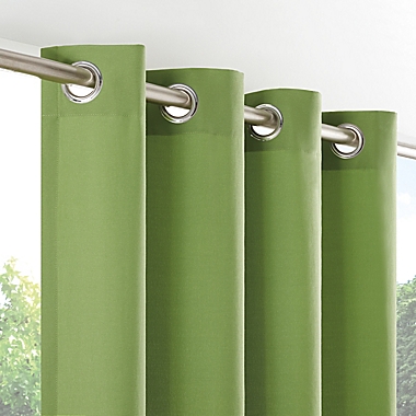 Waverly Hampton 84-Inch Grommet Indoor/Outdoor Window Curtain Panel in Green (Single). View a larger version of this product image.