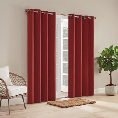 Waverly Hampton 108-Inch Grommet Indoor/Outdoor Window Curtain Panel in Red (Single)