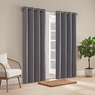 Waverly Hampton 84-Inch Grommet Indoor/Outdoor Window Curtain Panel in Charcoal (Single)