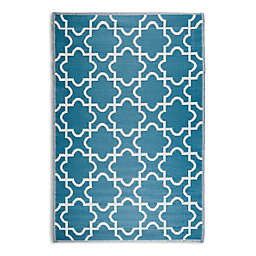Design Imports India® Lattice 4' x 6' Indoor/Outdoor Area Rug in Blue/White