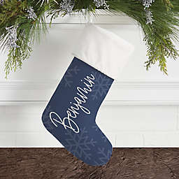Elegant Snowflake Personalize Christmas Stocking in Ivory