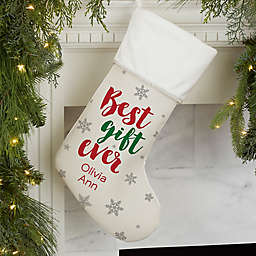 Best Gift Ever Personalized Christmas Stocking in Ivory
