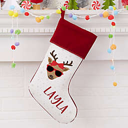 Build Your Own Reindeer Personalized Christmas Stocking in Burgundy