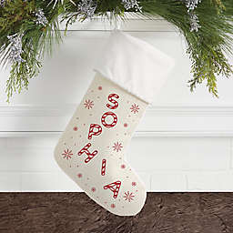 Candy Cane Lane Personalized Christmas Stocking in Ivory