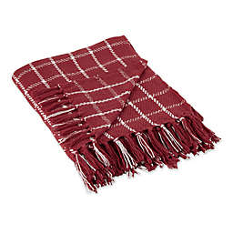 Design Imports Checked Plaid Throw Blanket in Barn Red
