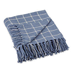 Design Imports Checked Plaid Throw Blanket in Stone Blue