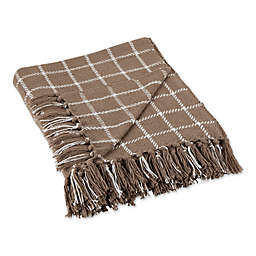 Design Imports Checked Plaid Throw Blanket in Brown