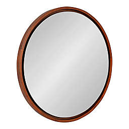 Kate and Laurel® Evans 30-Inch x 30-Inch Round Wall Mirror in Walnut/Brown
