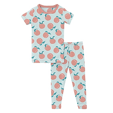KicKee Pants&reg; Size 4T Fresh Air Peaches Short Sleeve Pajama Set in Blue. View a larger version of this product image.
