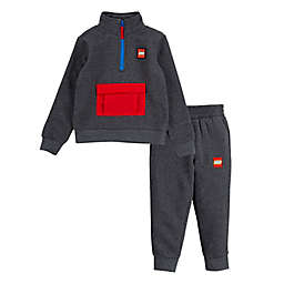 LEGO® Size 2T 2-Piece Half-Zip Pullover Top and Jogger Pant Set in Black/Red