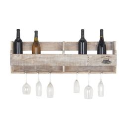 Ridge Road Décor 10-Bottle Farmhouse Wine Holder in Brown
