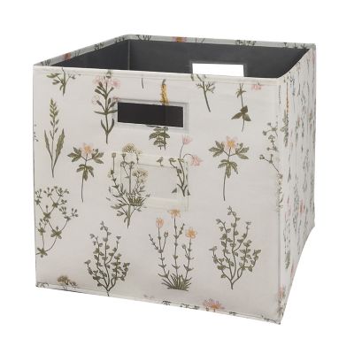 Squared Away&trade; 13-Inch Collapsible Storage Bin with Label Holder in Ivory Summer Floral