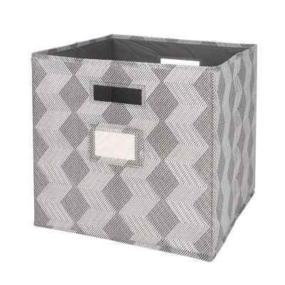 Squared Away&trade; 13-Inch Collapsible Storage Bin w/ Label Holder in Grey