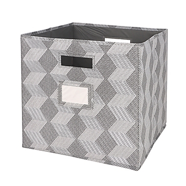 Squared Away&trade; 13-Inch Collapsible Storage Bin with Label Holder in Grey. View a larger version of this product image.