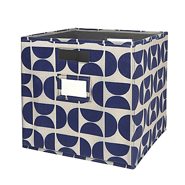 Squared Away&trade; 13-Inch Collapsible Storage Bin with Label Holder in Blue Depths/Peyote. View a larger version of this product image.