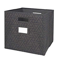Squared Away™ 13-Inch Collapsible Storage Bin with Label Holder in Charcoal