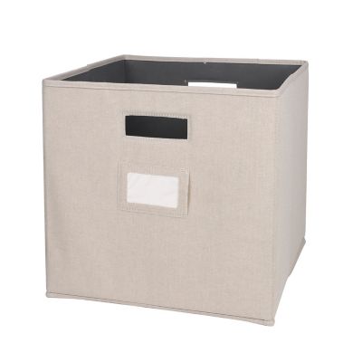 Squared Away&trade; 13-Inch Collapsible Storage Bin with Label Holder in Sandshell