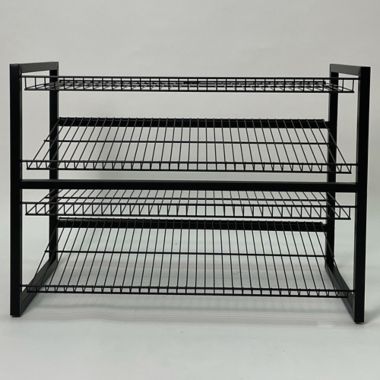 Squared Away&trade; 4-Tier Stackable Metal Shoe Rack in Black. View a larger version of this product image.