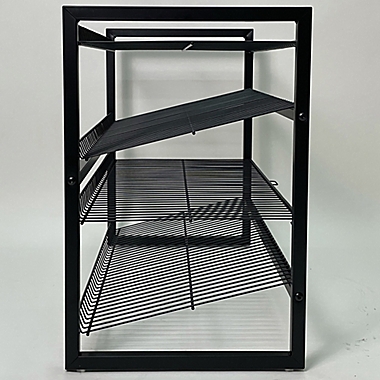 Squared Away&trade; 4-Tier Stackable Metal Shoe Rack in Black. View a larger version of this product image.