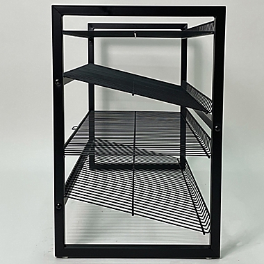 Squared Away&trade; 4-Tier Stackable Metal Shoe Rack in Black. View a larger version of this product image.