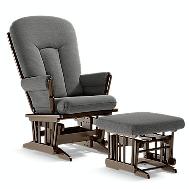 Dutailier&reg; Maria Glider Recliner in Dark Grey with Ottoman. View a larger version of this product image.
