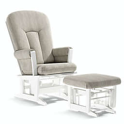 Dutailier® Rose Glider in White/Grey with Ottoman