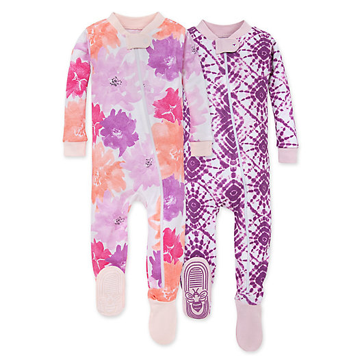 Alternate image 1 for Burt's Bees Baby® Size 18M 2-Pack Watercolor Spring Footed Sleeper