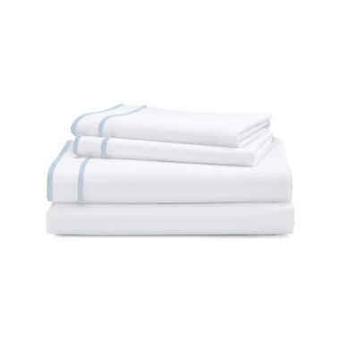 Lauren Ralph Lauren Spencer Border 200-Thread-Count Queen Sheet Set in Blue  | Bed Bath & Beyond