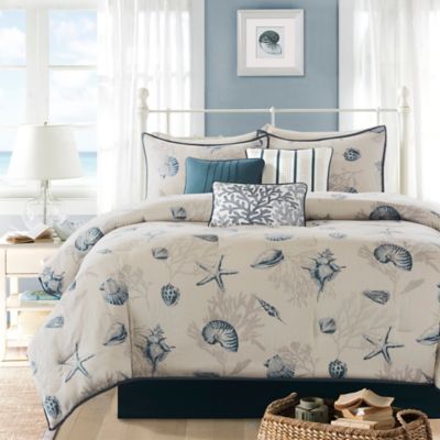 Madison Park Bayside 7-Piece King Comforter Set in Blue